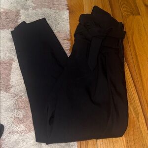 IRO Womens Stellary Slim Leg Tie Waist Pleated Dress Pants Black FR 34